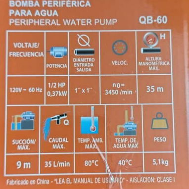 Bomba de agua periférica 1/2 HP ladrón de agua - 2/5