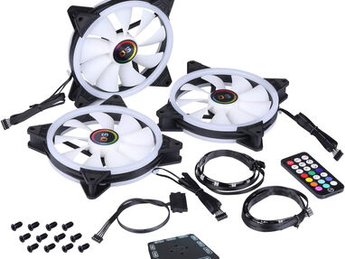Kit de 3 fanes  de 140mm RGB+2 tiras LeD (Ref:Fan003)  70$  Nuevo sellado en su caja - Img 40303581
