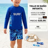 🏝️TRAJE DE BAÑO DE 2 PIEZAS PARA NIÑOS🇺🇲 ORIGINAL ✅TALLA 100 _ 3/4 AÑOS - Img 56081342