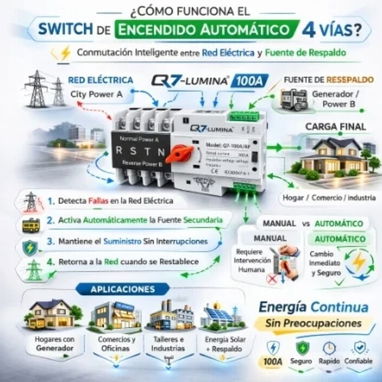 SWITCH DE ENCENDIDO AUTOMÁTICO 4 VÍAS - 100A Q7-LUMINA. TRANSFER de encendido automático de de 100a - 2/2