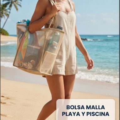 🏖️BOLSOS DE PLAYA🏖️DISEÑO DE MALLA🔆 COLORES NEGRO, BEIGE Y ROJO - Img 124811051