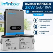 Inversor infinisolar de 3kw (solo 110v) + 2 baterías Ritar 12v 100amp para ~2kWh - Img 58343490