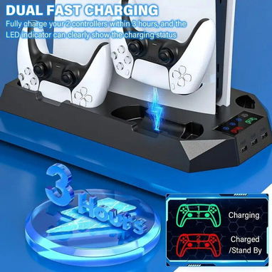 Soporte y estación de refrigeración para PS5 (Negro) | videojuegoshabana.com - Img 121994786