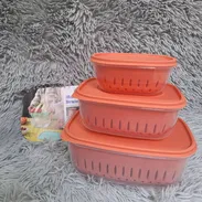 Set de tres pozuelos con escurridor sirven para microway - Img 55563935