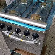 cocina de gas marca milexus con horno 4 quemadores de bronce, soporte de cazuelas de acero fundido resistente al fuego - Img 45770262
