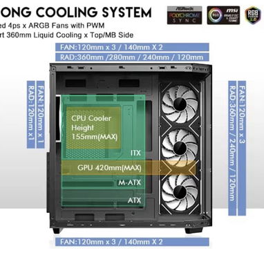 Chasis ATX de vidrio templado y 4 ventiladores - Img 107347148