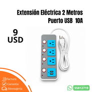 Extensión Eléctrica 2 Metros Puerto USB 10A - Img 55654642
