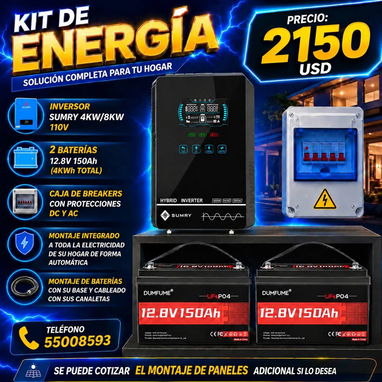 KITS DE ENERGÍA PARA SU HOGAR Y ESTACIONES DE ENERGÍA. TODO NUEVO EN CAJA Y MONTAJE INCLUÍDO... LLAME 55008593 - 3/6