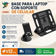 BASE PARA LAPTOP CON SOPORTE PARA MÓVIL. SOPORTE PARA LAPTOP Y 0TRA PARA CELULAR - Img 58133406