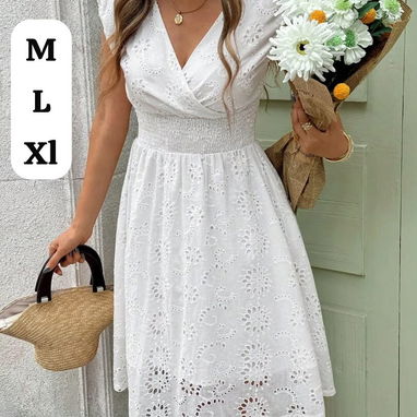 Vestidos blancos tipo tejido. Verano, veraniegos, frescos, ideales para la playa. Diferentes tallas, pequeñas y grandes - 6/6