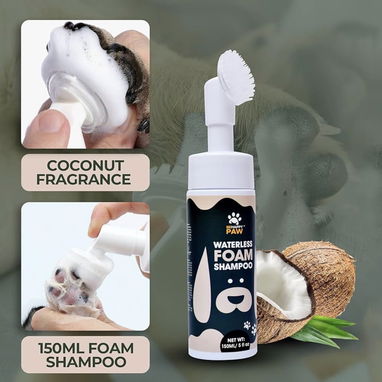 Champú en seco,5.07fl oz, fragancia de coco, champú sin agua sin aclarado, limpiador de patas de espuma con cepillo de s - Img 111371772