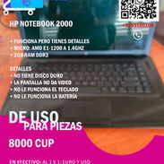 Laptop HP Notebook 2000 | De uso | Funcional | Con detalles para piezas -- 8000 CUP - Img 54357673