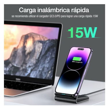 GAR157 1HORA 15W Soporte con carga inalambrica - Blanco - 3/4