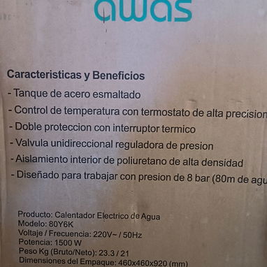 Calentador Eléctrico de agua 80 LTS - Img 120825351