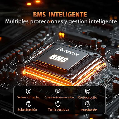 Batería HumsiENK LiFePO4 12V 100Ah Group 24 1280Wh Bluetooth - 6/9