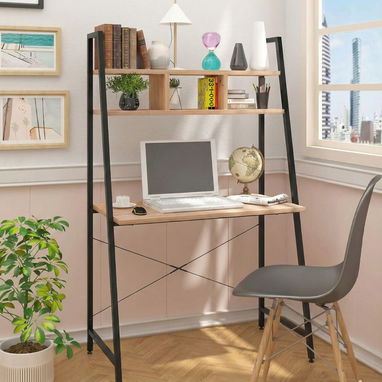 ESCRITORIO CON ESTANTERÍA. MESA DE COMPUTADORA CON ESTANTE. ESCRITORIO CON ALMACENAMIENTO. ESTANTE DE OFICINA. - Img 112521425