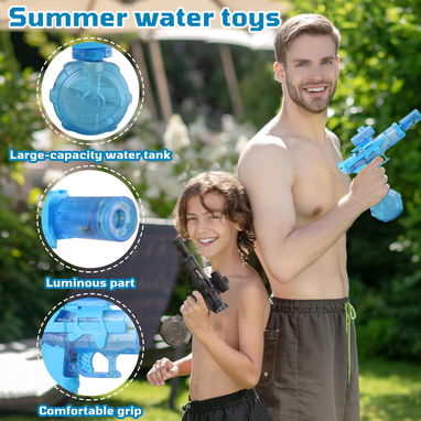 🔫 Pistola de Agua Eléctricas 💦 Juguetes de Verano 🌞 Alta Capacidad ✨ Iluminadas con Silenciador Automático - 2/5
