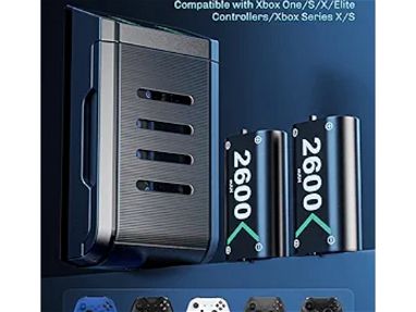 Cargador para batería de controlador Xbox, 3 x 2600 mAh paquete recargable de alta capacidad con estación rápida, indica - Img 66265906