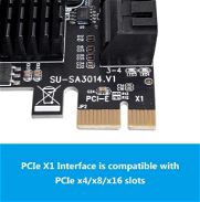Tarjeta SATA de 4 puertos con 4 cables SATA, controlador SATA 3.0 de 6 Gbps Tarjeta para discos 🎱🎲63723128 - Img 45693236