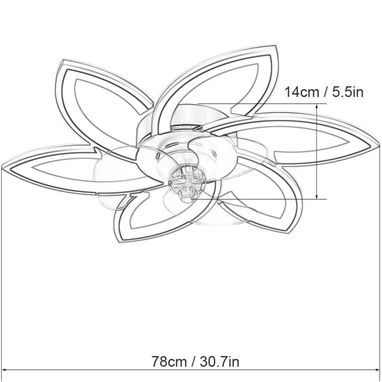 LÁMPARA DE FLOR DORADA CON VENTILADOR - 4/8