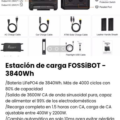 Estación de carga FOSSiBOT - 3840Wh /Batería LiFePO4 de 3840Wh. Más de 4000 ciclos con 80% de capacidad. Nueva - Img 108435652