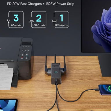 Regleta Baseus PD20W Con 3 Tomas AC + 3 Puertos USB Carga Rápida GaN 20W Para Hogar u Oficina 🔌⚡ Envío Disponible - Img 109381172