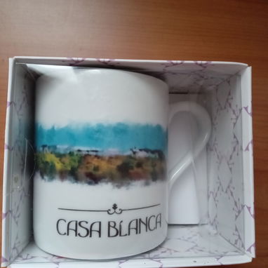Jarra de ceramica blanca muy elegante con imagen antigua de Casablanca - Img 60896929