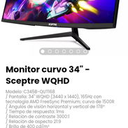 Monitor curvo 34" - Sceptre WQHD Modelo: C345B-QUT168 - Img 53538655