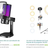 Herramientas para creación de contenido: Micrófono USB - Inalámbrico - Podcast - Anillo de luz - Trípode - Img 57190778