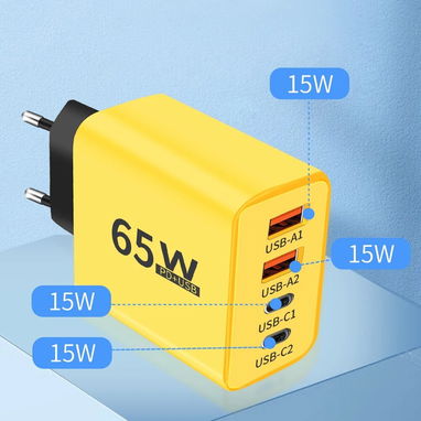 🔌​ CARGADOR 65 WATT 🔌​  4 SALIDAS - 2 TIPOC 2 USB 🔌​  -- PLUG AMERICANO 🔌​ -- 5.8872360 - Img 104316668