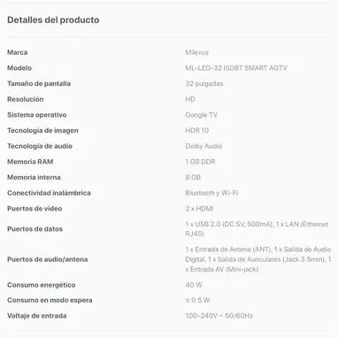TV 32 PULGADAS SMART TV HD MARCA MILEXUS (GARANTÍA DE 6 MESES - MENSAJERÍA DE 1 O 2 USD) - Img 122874685