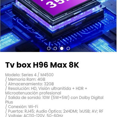 Tv box H96 Max 8K. Incluye control remoto y sus respectivas baterías - Img 116334030