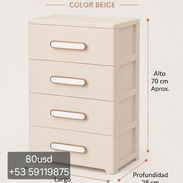 Gavetero 4 Gavetas 70cm con Asas Metálicas - Img 56227369
