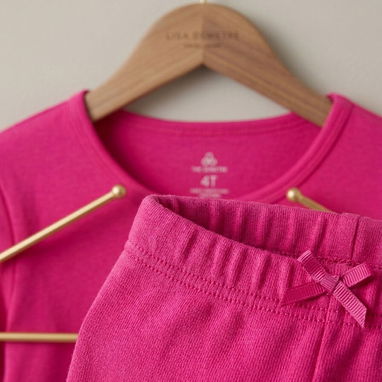 Set de Pijama de Dos Piezas Fucsia - Pulóver Manga Larga y Mono (Nuevo) - 2/2