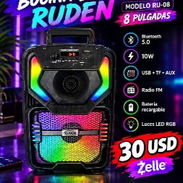 🔊 Bocina Bluetooth RUDEN RU-08 - 8 Pulgadas + Luces LED RGB - $30 USD - Img 57625475