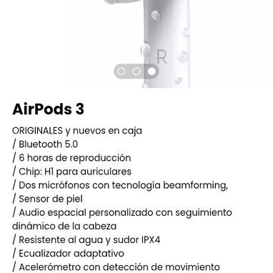 AirPods 3 ORIGINALES. Nuevos en caja / Bluetooth 5.0 - Img 106295653