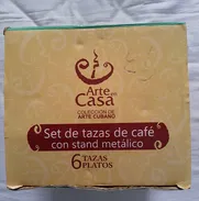 Juego de tazas de café y platicos - Img 49983209