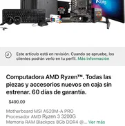 🔰Computadora de escritorio Ryzen 3. Todas las piezas y accesorios nuevos en caja sin estrenar. 60 días de garantía. - Img 44828266