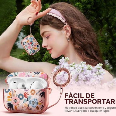 Funda floral para AirPods Pro 3 (2025) con soporte, llavero y kit de limpieza - Img 123367485