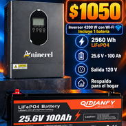 💯💯Kit solar ANINEREL MEJOR que SUMRY WIFI 4200 watt inversor y batería 2 de 24x 100amp 5 kilos 55106915 - Img 57762126