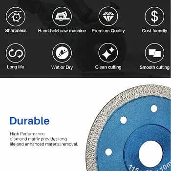 Disco de corte de diamante Turbo de 4.5 pulgadas, perfecto para cortar azulejos de porcelana en seco. 10 Usd - 4/8
