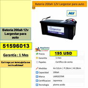 M-630-K3-Bateria 200ah 12v Largestar para auto.....195 USD...51596013....transporte costo adicional - Img 55992984