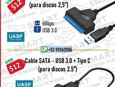 Adaptador SATA USB* SATA USB 3.0/ Cable SATA USB para discos 2.5/ SATA USB 3.0 para discos duros de laptop/ SATA USB new - Img main-image