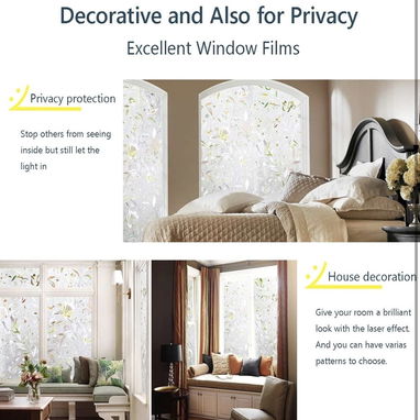 Película de ventana de NUBE DE LIMÓN, película decorativa de privacidad de ventana, pegatina de vidriera 3D, control de - Img 113264338