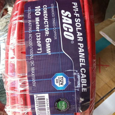 Cable Solar 6mm² PV1-F SACO | Rollo 100m | Cobre Estañado TÜV - 2/2