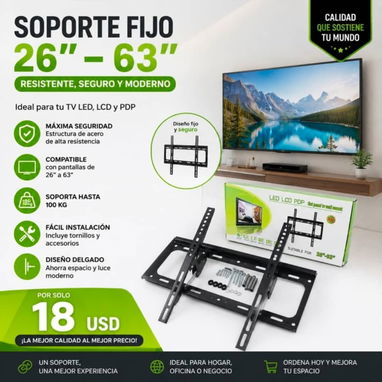 Base articulada para TV, base fija para TV, soporte de pared para televisor, soporte fijo para TV, diferentes medidas, - Img 127024286
