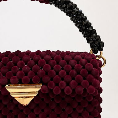 Cartera artesanal con perlas de terciopelo - 4/4