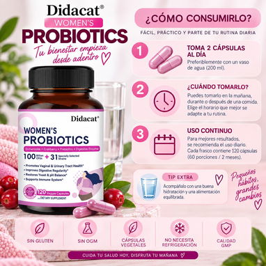 PROBIÓTICO FEMENINO para cuidar su microbiota, bienestar digestivo y salud femenina - 3/5