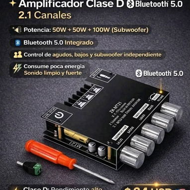 SISTEMA D' AUDIO AMPLIFICADO CON BLUETOOTH INTEGRADO 5.2 CLASE D NUEVOS PARA MEJORAR GRANDEMENTE TODO SU AUDIO🔊‼️🔊 Con - Img 123828730