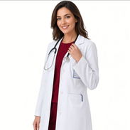 Bata Médica Blanca Manga Larga Mujer Bolsillos Uso Profesional - Img 57481770